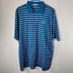 Peter Millar XL Striped Polo Shirt Mens Golf Embroidered Logo Teal Pink